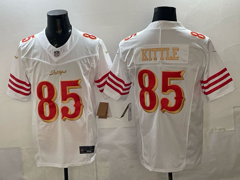 Men 2026 San Francisco 49ers #85 Kittle White Gold 5th generations Nike Limited NFL Jersey style 002